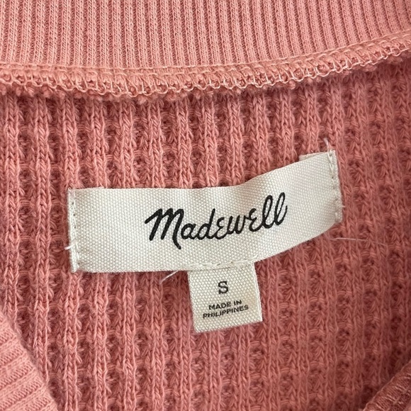 Madewell Mock Neck Waffle Knit T-shirt In Burnished Blush, Size S - Picture 6 of 7